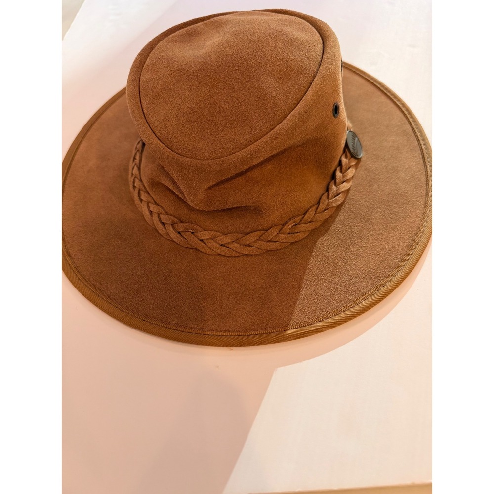 Barmah Hats Australia 1061 Foldaway Suede Outback Hat Hickory Brown Medium